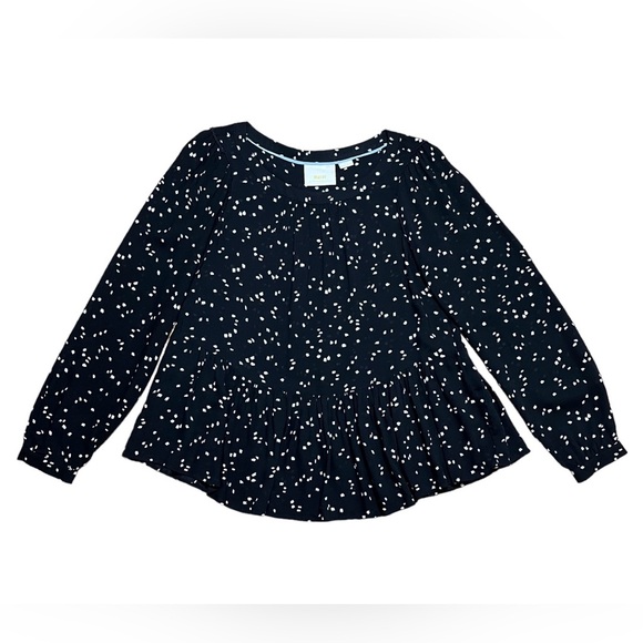 Maeve By Anthropologie Cheyenne Long Sleeve Peplum Top In Black & White Sz XS - Picture 6 of 11